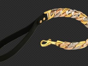 Big, Bad, and Bold 32MM Tri Colored (rose, silver, gold) Cuban 35” leash