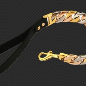 Big, Bad, and Bold 32MM Tri Colored (rose, silver, gold) Cuban 35” leash