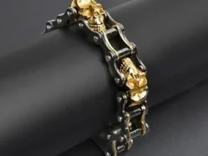 Bad Ass Black & 18K Gold PVD coated Skull 20mm