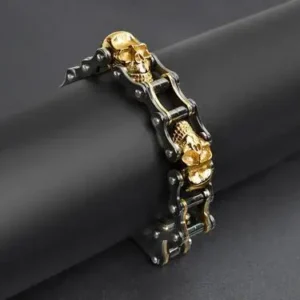 Bad Ass Black & 18K Gold PVD coated Skull 20mm