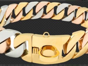 Big, Bad, and Bold 32MM Tri Colored (rose, silver, gold) Cuban with Customized Nameplate