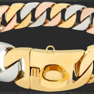 Big, Bad, and Bold 32MM Tri Colored (rose, silver, gold) Cuban with Customized Nameplate